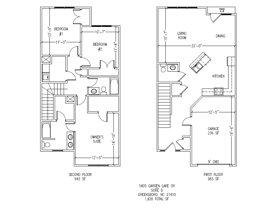 Floor plan for 3 beds, 2.5 baths, 1690 sqft